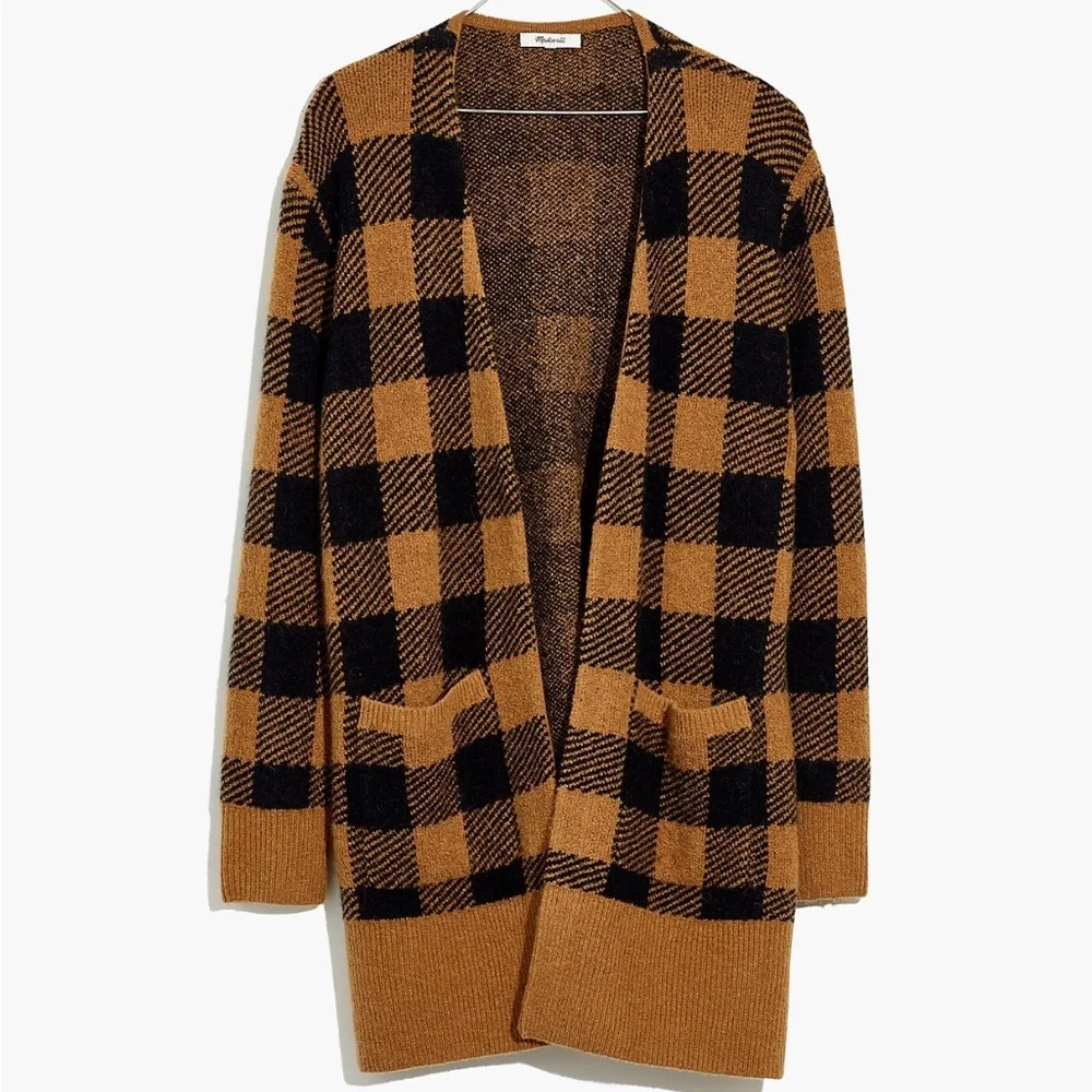 Madewell Buffalo Check Kent Cardigan Sweater in Coziest Yarn - Picture 4 of 8